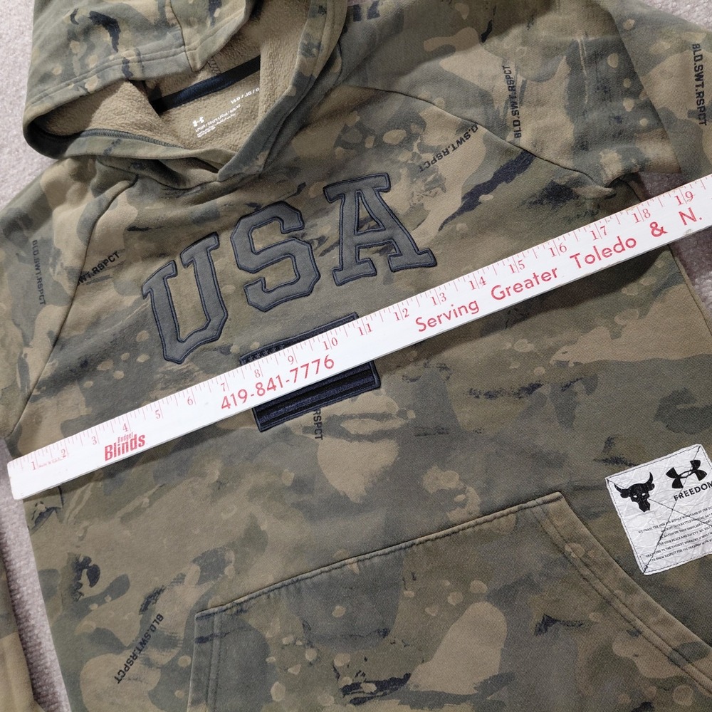 Under Armour Youth Boys L Project Rock Feedom Hoodie Camo Green USA Sweatshirt - Picture 5 of 9